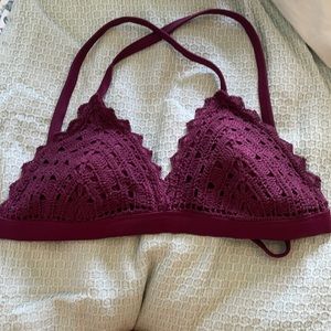 ❤️Xhiliration Maroon Crochet detail bikini top